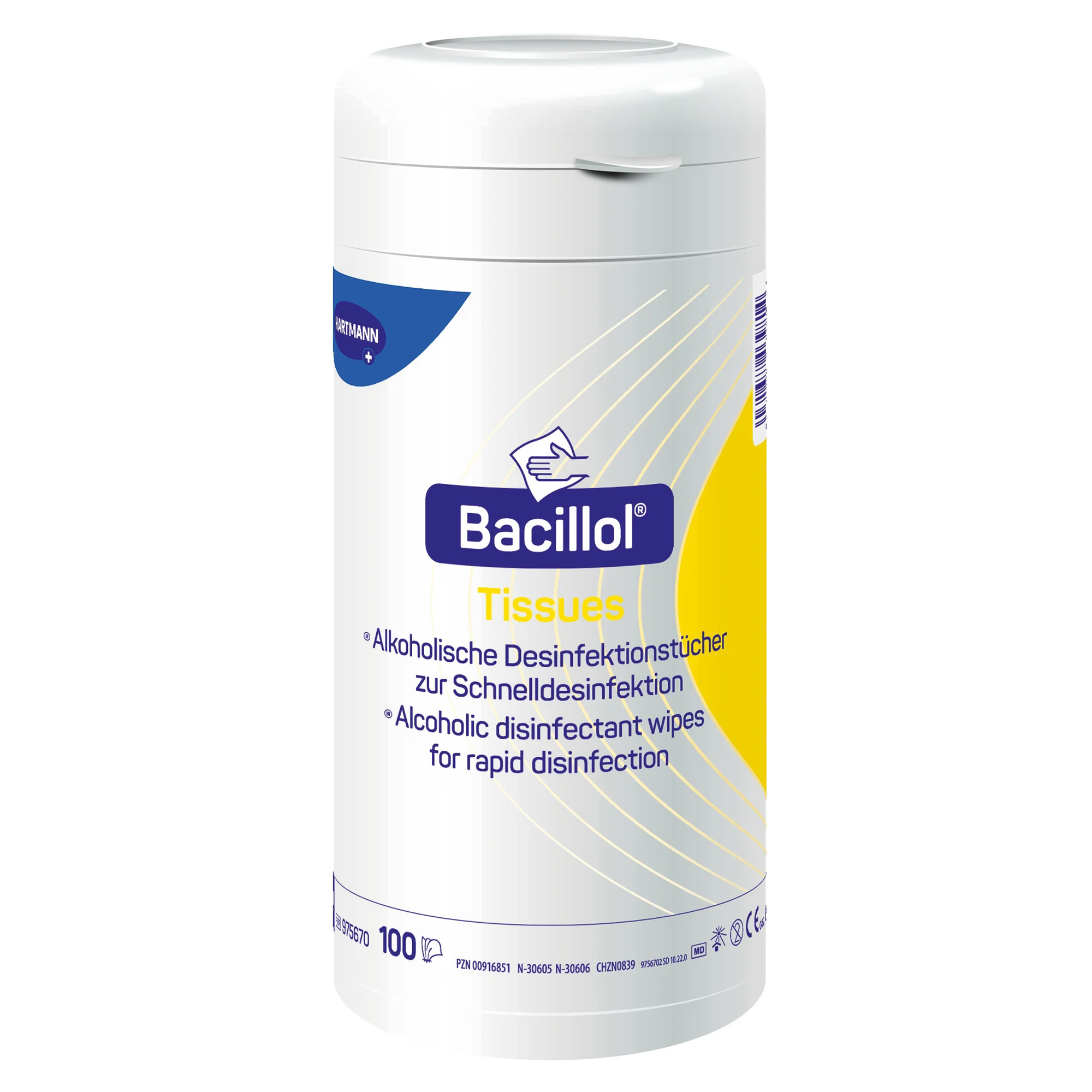 Bacillol Tissues, round container with 100 wipes