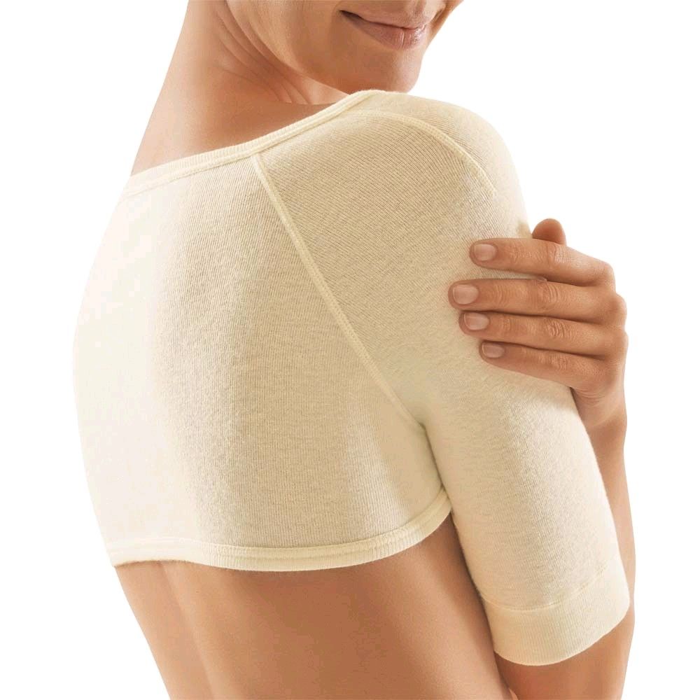 ClimaCare® Shoulder warmer Bort, cotton + Angora, white, men, L