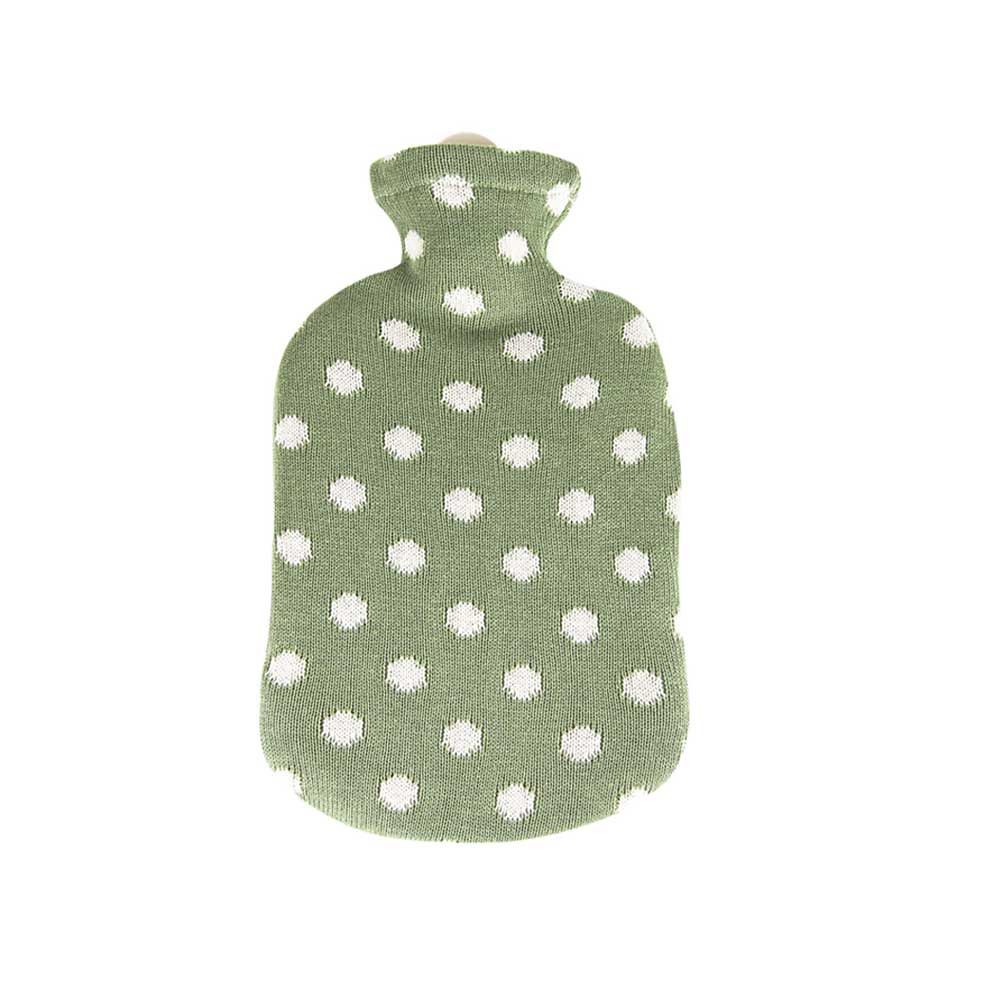 Sänger hot water bottle 2L, knit cover points, green