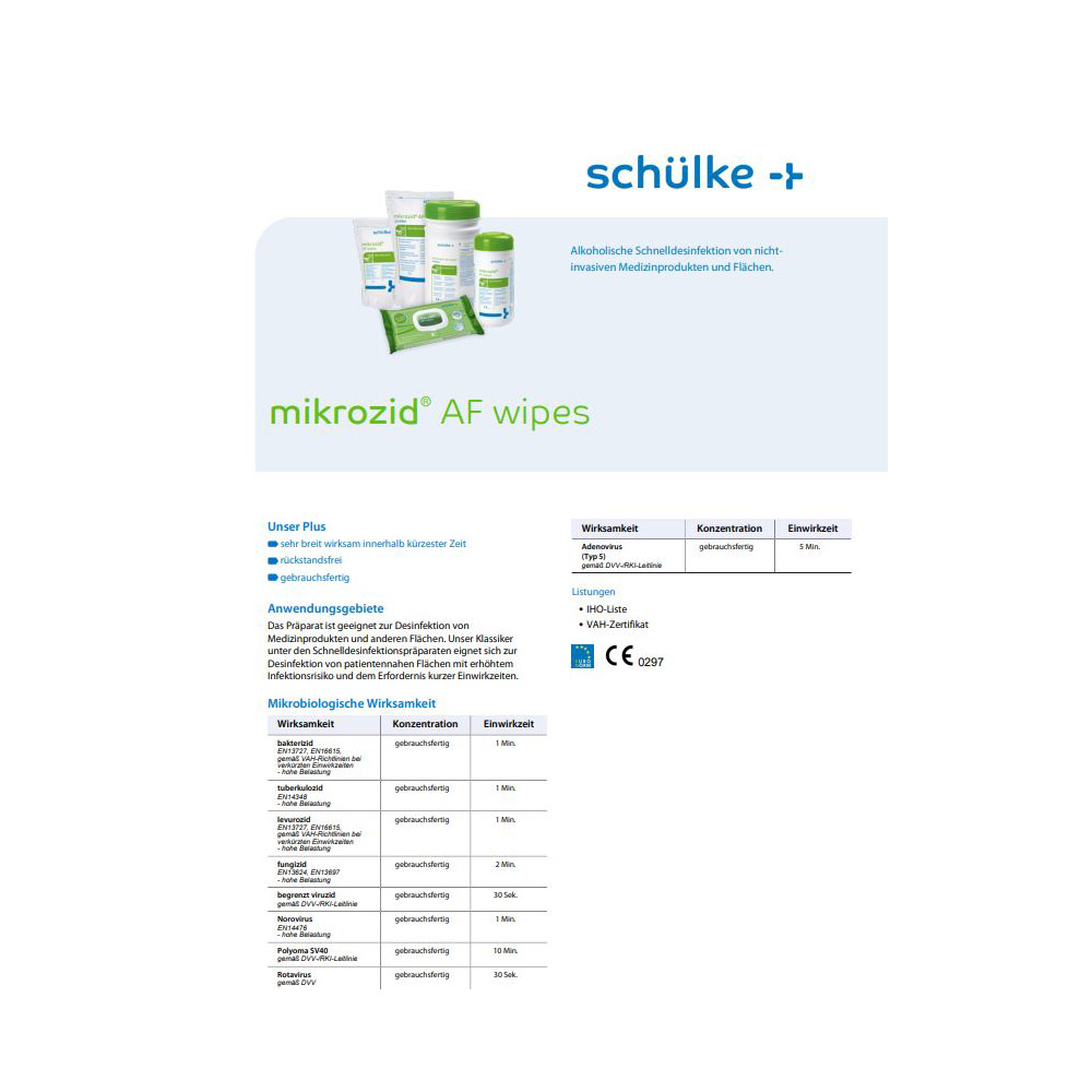 Schülke mikrozid® AF wipes, disinfectant wipes, Dispenser 150 wipes