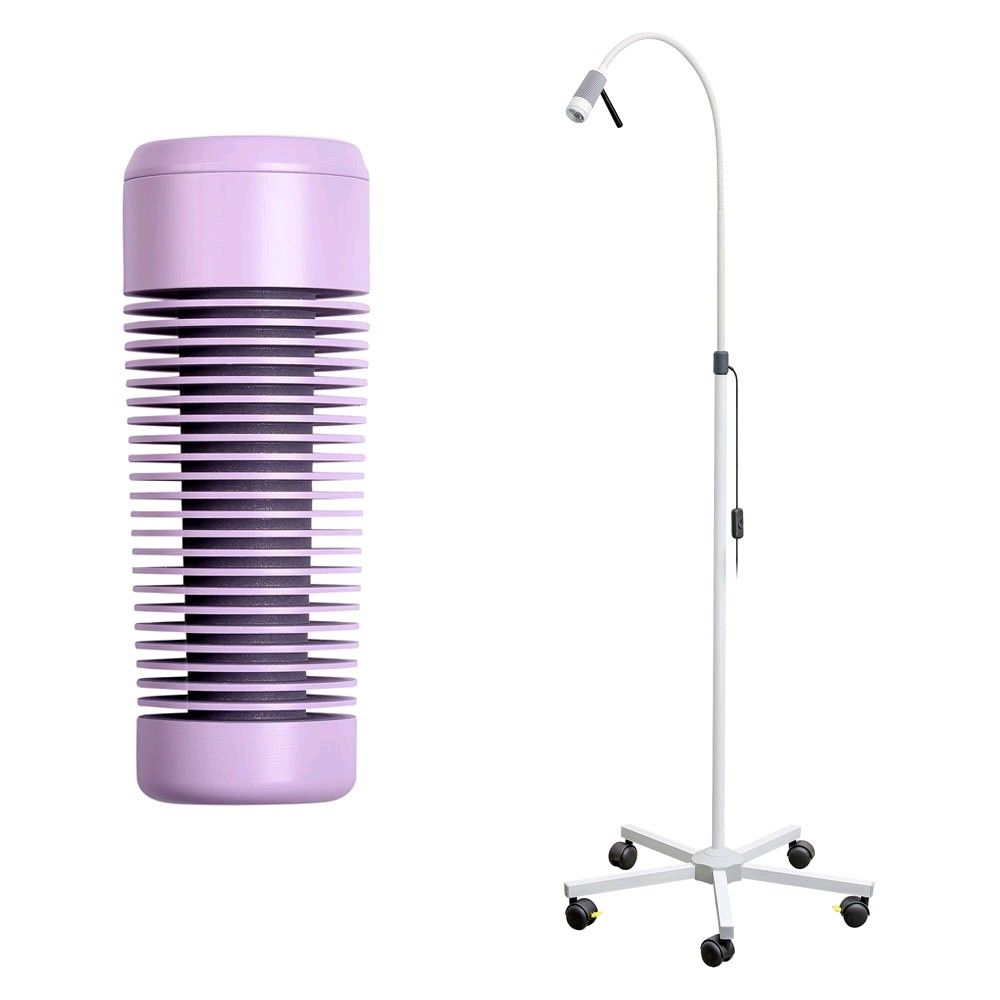 LED examination light, detachable handle, roller stand, lilac