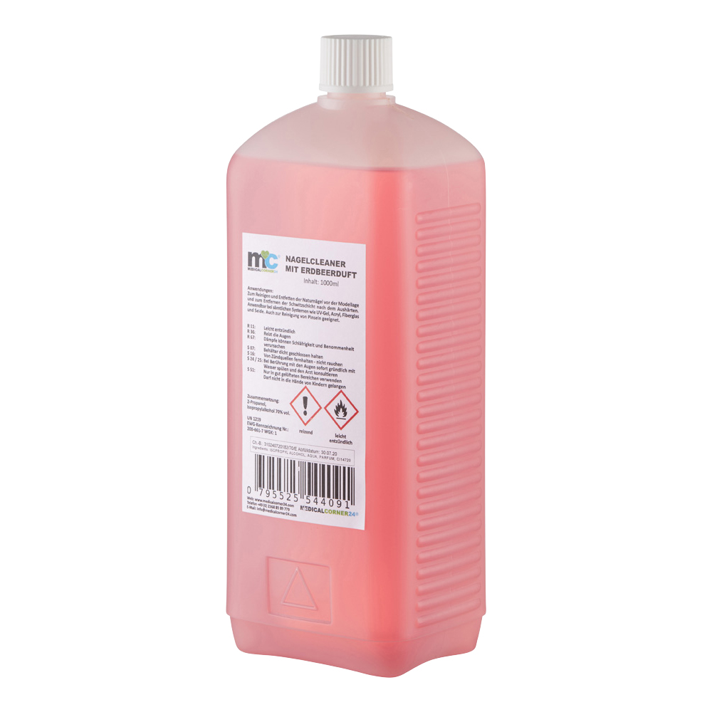 Nail Cleaner, isopropanol 70%, degreaser, strawberry scent, 1,000 ml