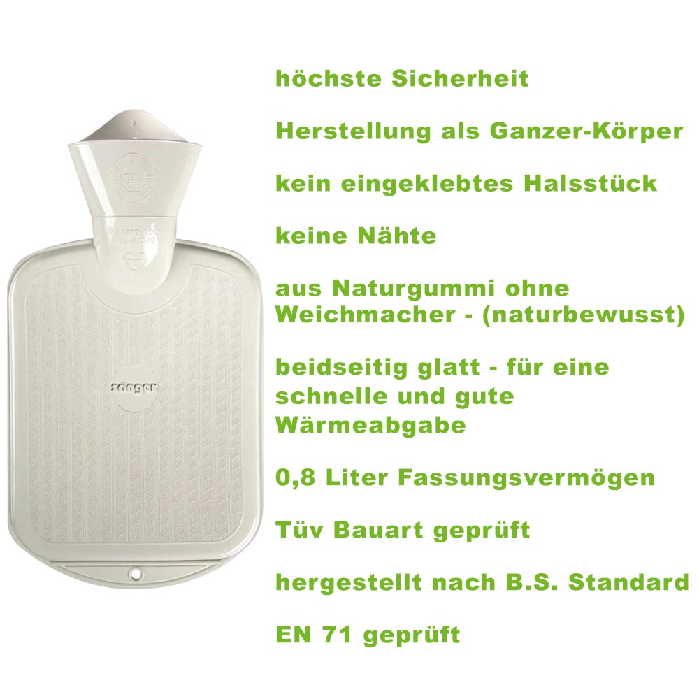 Sänger hot water bottle 0,8 L, children, smooth, white