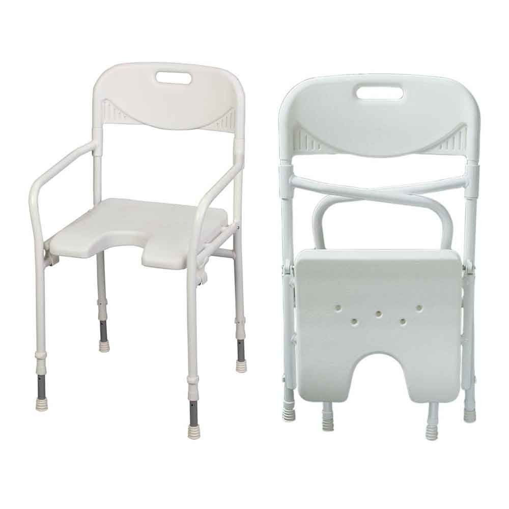 Behrend shower chair, foldable, arm- / backrest, recess, H 46-54cm