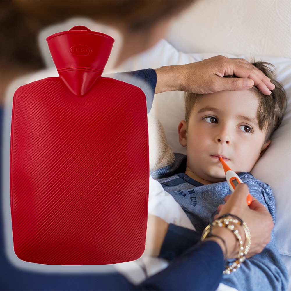 Hugo Frosch Classic hot water bottle 1.8 L, lamella, red or blue