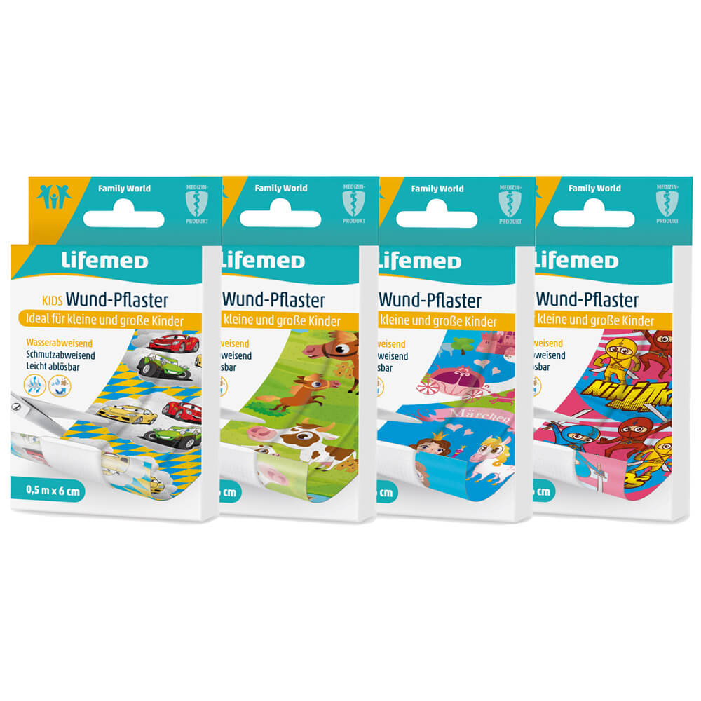 Lifemed® Wound plaster KIDS, 6cm x 0,5m, various patterns