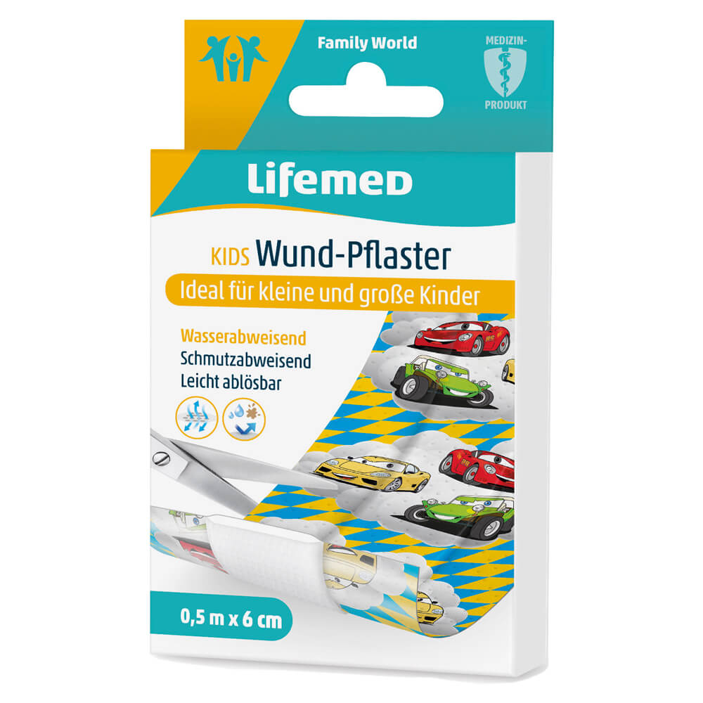 Lifemed® Wound plaster KIDS, 6cm x 0,5m, cars