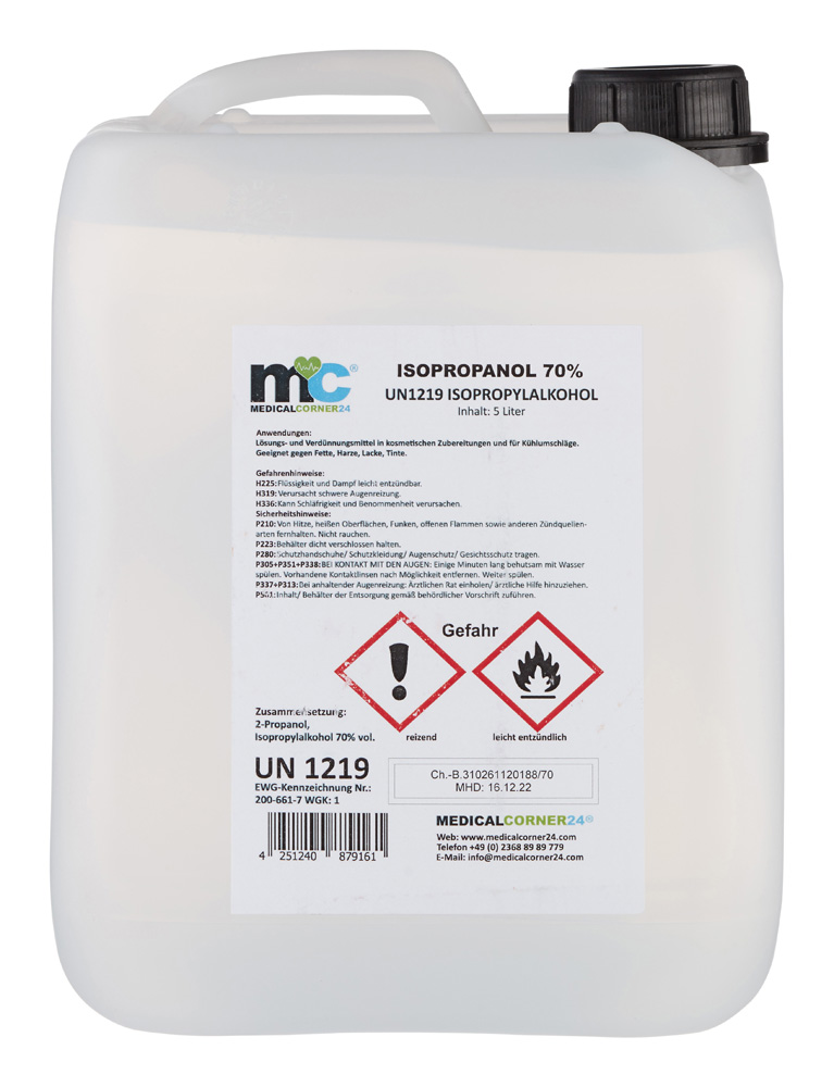 Isopropanol 70% isopropyl alcohol, 2 x 5 litre canister