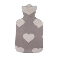 Hot water bottle with knitted cotton cover in different...