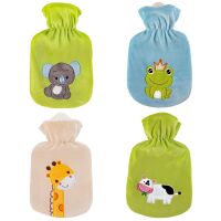 Hot water bottle with velour cover
