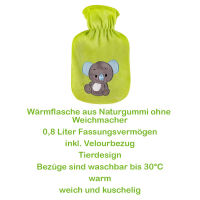 Hot water bottle with velour cover