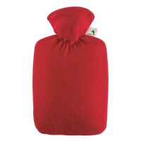 Hugo Frosch Classic Hot Water Bottle 1.8 L, Fleece Cover, Red or Blue