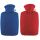 Hugo Frosch Classic Hot Water Bottle 1.8 L, Fleece Cover, Red or Blue