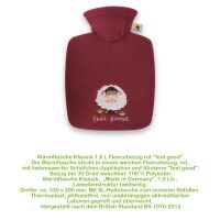 Hugo Frosch Classic hot water bottle 1.8 L, fleece cover "feel good", gray or red