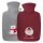Hugo Frosch Classic hot water bottle 1.8 L, fleece cover "feel good", gray or red