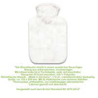 Hugo Frosch Classic Hot Water Bottle 1.8 L, fleece cover,...