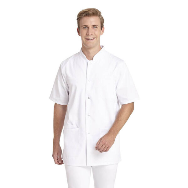 Leiber casaques, men, short sleeve, snap placket, pockets, white, size S-3XL