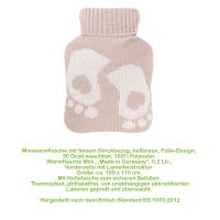 Hugo Frosch Mini Hot Water Bottle 0.2 L, Knitted Cover, Feet, Various. Colors