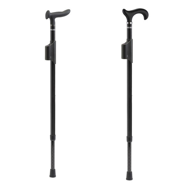 Parkinsons Cane 120 kg, Laser Light, PUSH BUTTON with two different handles and colors by Ossenberg