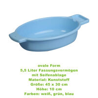 Behrend wash basin, soap tray, oval, 5 liter, 45x30x10cm, colors