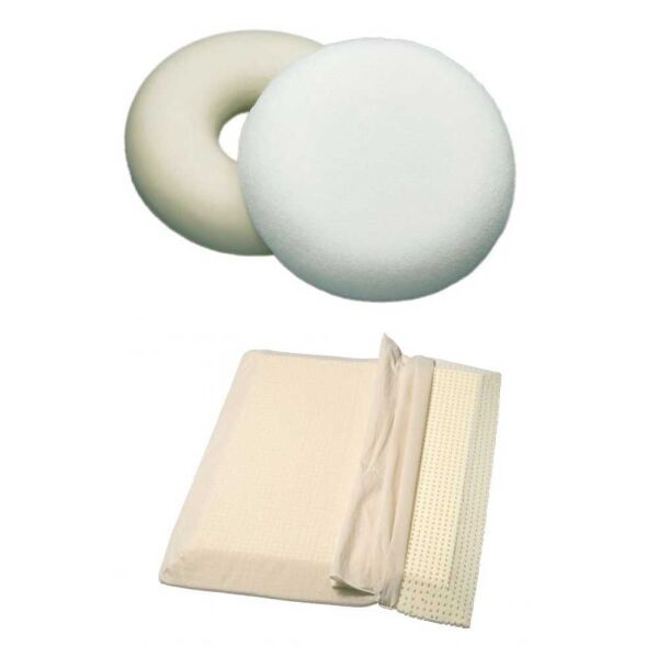Behrend Latex pillows, removable terry cover, white, various. shapes