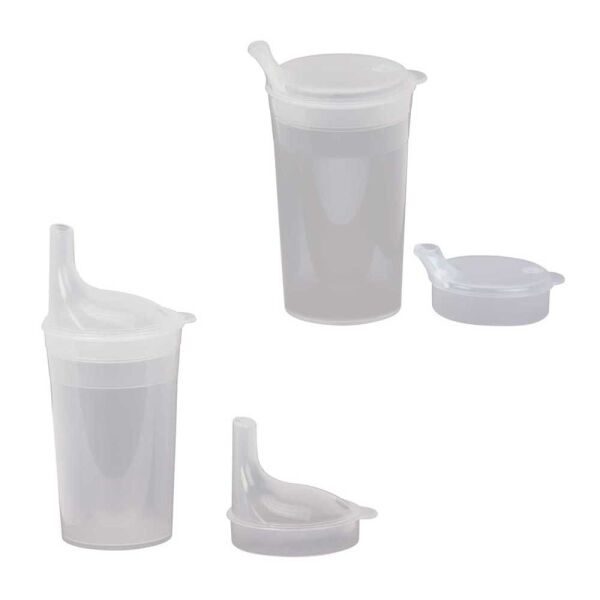 Drinking cup-set transparent, 2 mouthpieces tea/porridge, 250ml