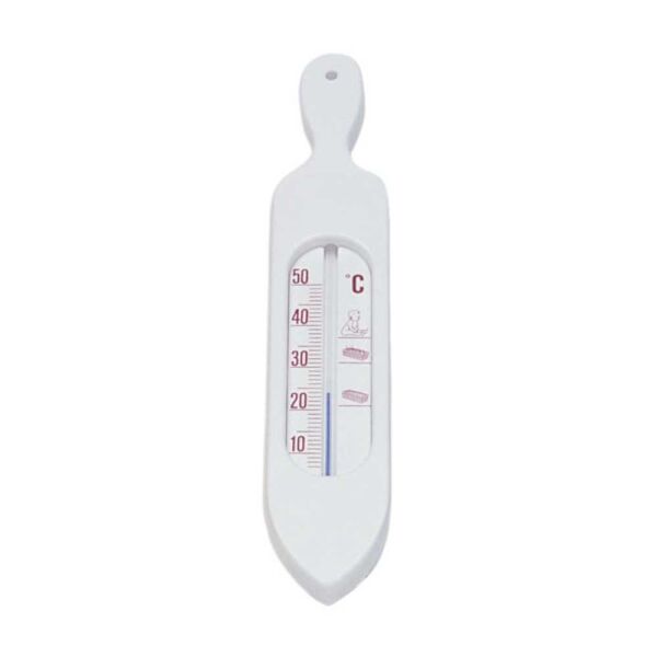 Behrend bath thermometer, boat shape, handle mercury free, colors