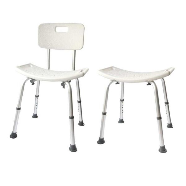 Behrend rectangular shower seat, height 34-44cm, with/without backrest