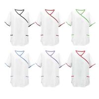 Exner Tunic, White, Asia-Style, Pockets, Coloured Piping,...