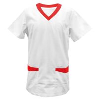 Exner Tunic, 2 Pockets, 175g, White, Coloured Border, XS-5XL