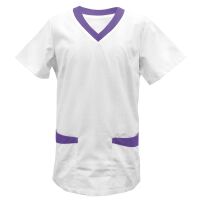 Exner Tunic, 2 Pockets, 175g, White, Coloured Border, XS-5XL